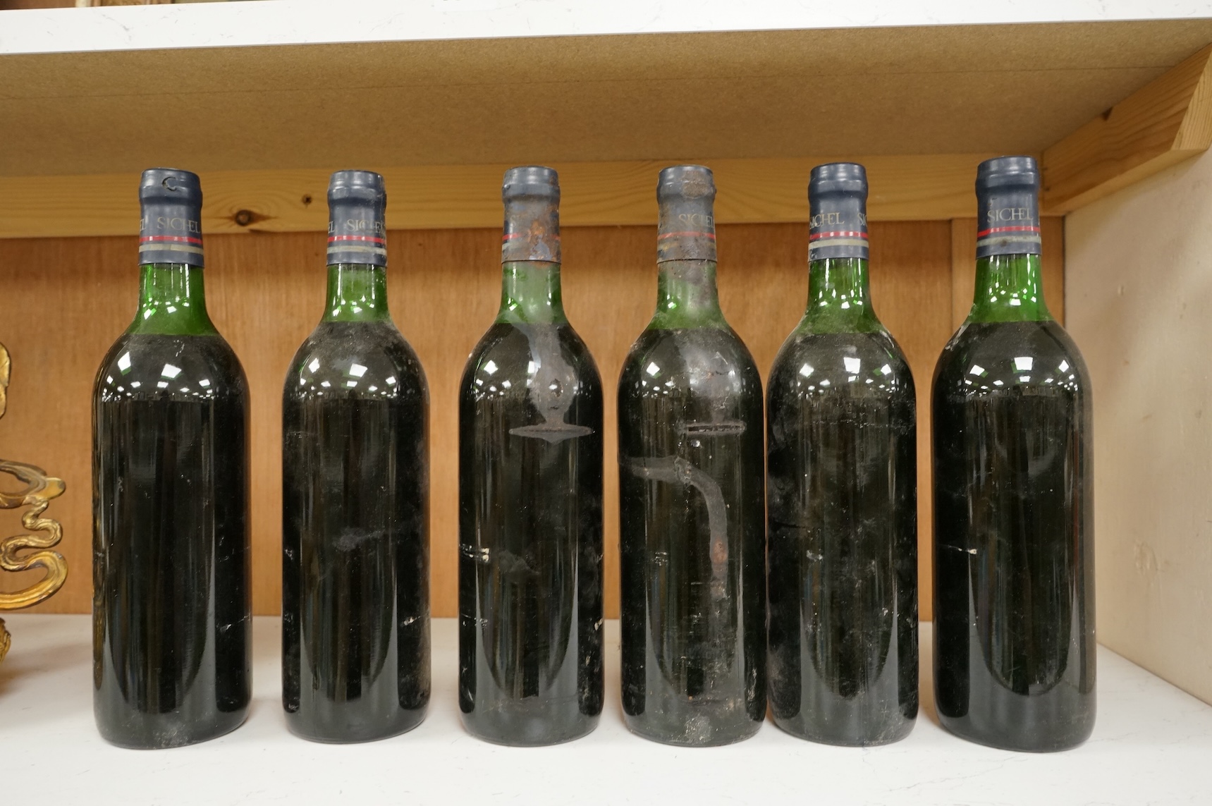 Six bottles of Sichel Belair Claret